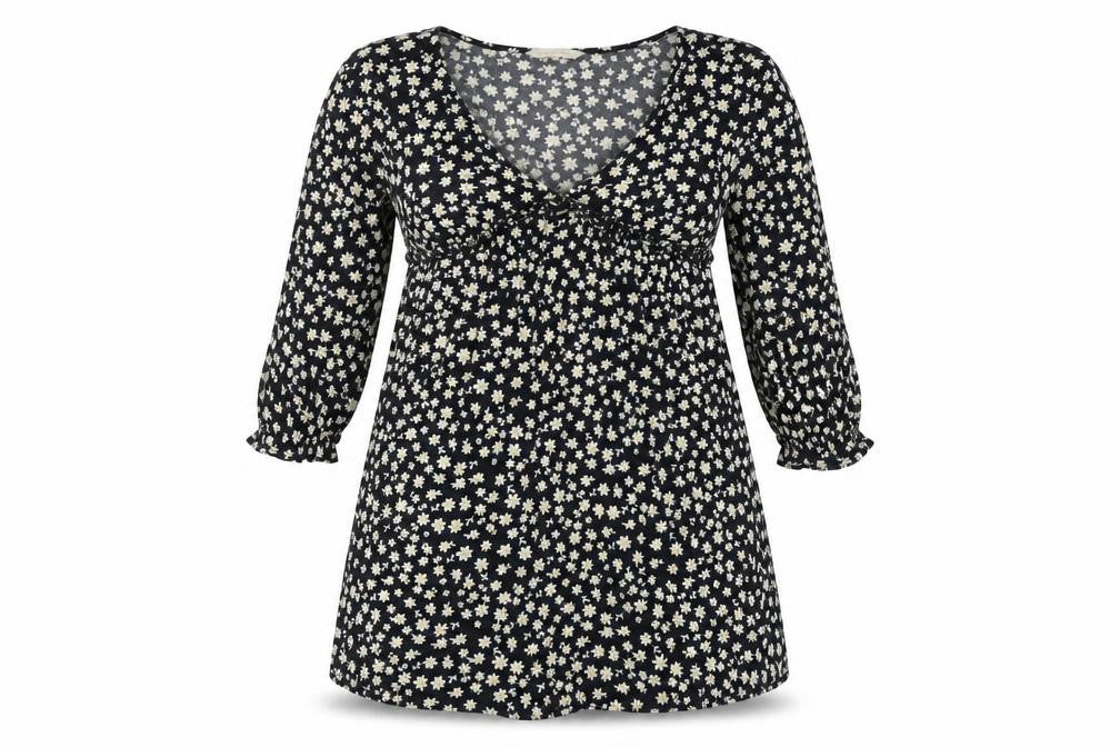 Beyond Words Women's Black Floral A-Line Dress, Size S