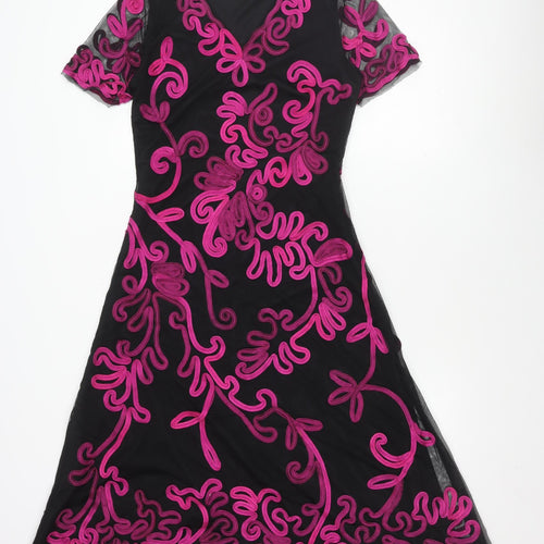 CC Women's Black A-Line Embroidered Dress Size 12