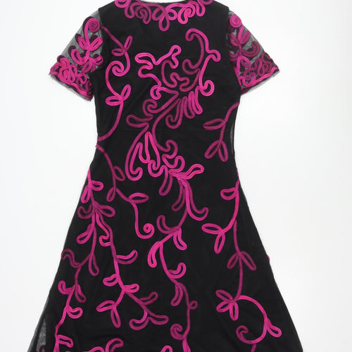 CC Women's Black A-Line Embroidered Dress Size 12