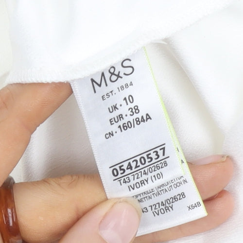 Marks and Spencer Ivory Blouse, Size 10, Women's Long Sleeve