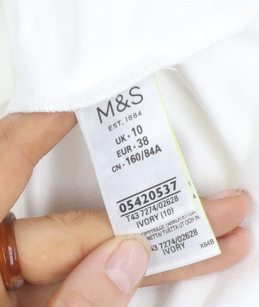 Marks and Spencer Ivory Blouse, Size 10, Women's Long Sleeve