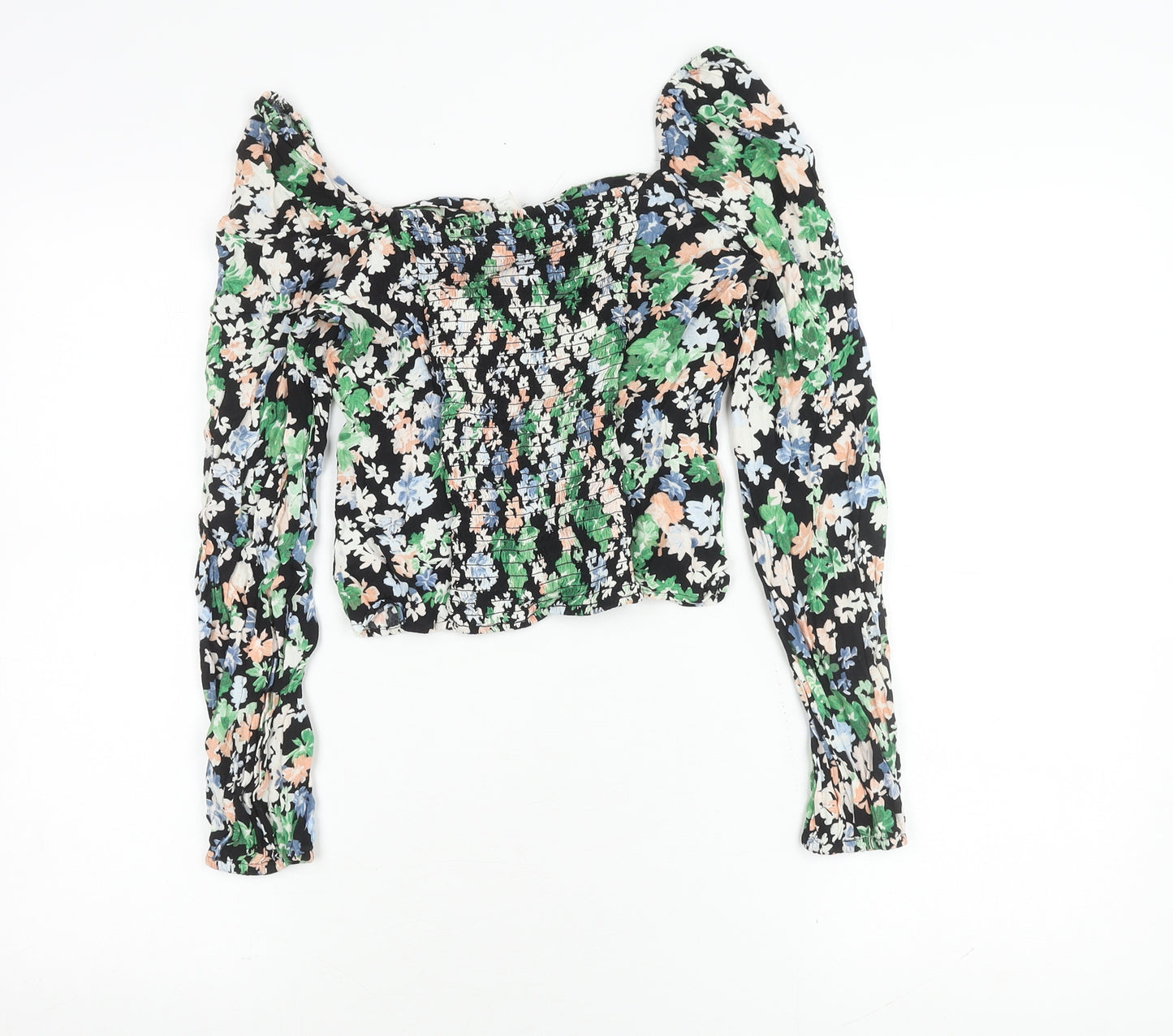 H&M Women's Floral Cropped Blouse - Size 10 Multicoloured