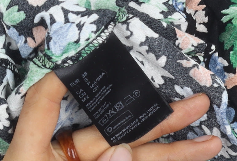 H&M Women's Floral Cropped Blouse - Size 10 Multicoloured