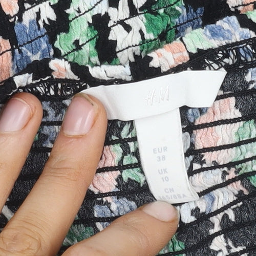H&M Women's Floral Cropped Blouse - Size 10 Multicoloured