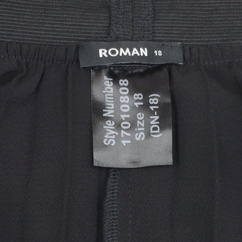 Roman Women's Black Pleated Knee Length Skirt Size 18