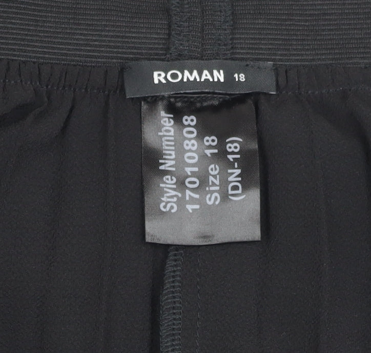 Roman Women's Black Pleated Knee Length Skirt Size 18
