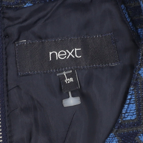 Next Women's Blue Geometric Sheath Dress Size 12