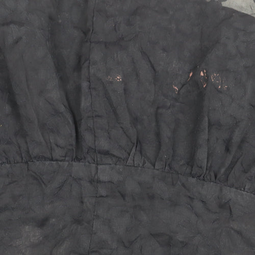 H&M Women's Black Ruffle Sheer Blouse Size 8
