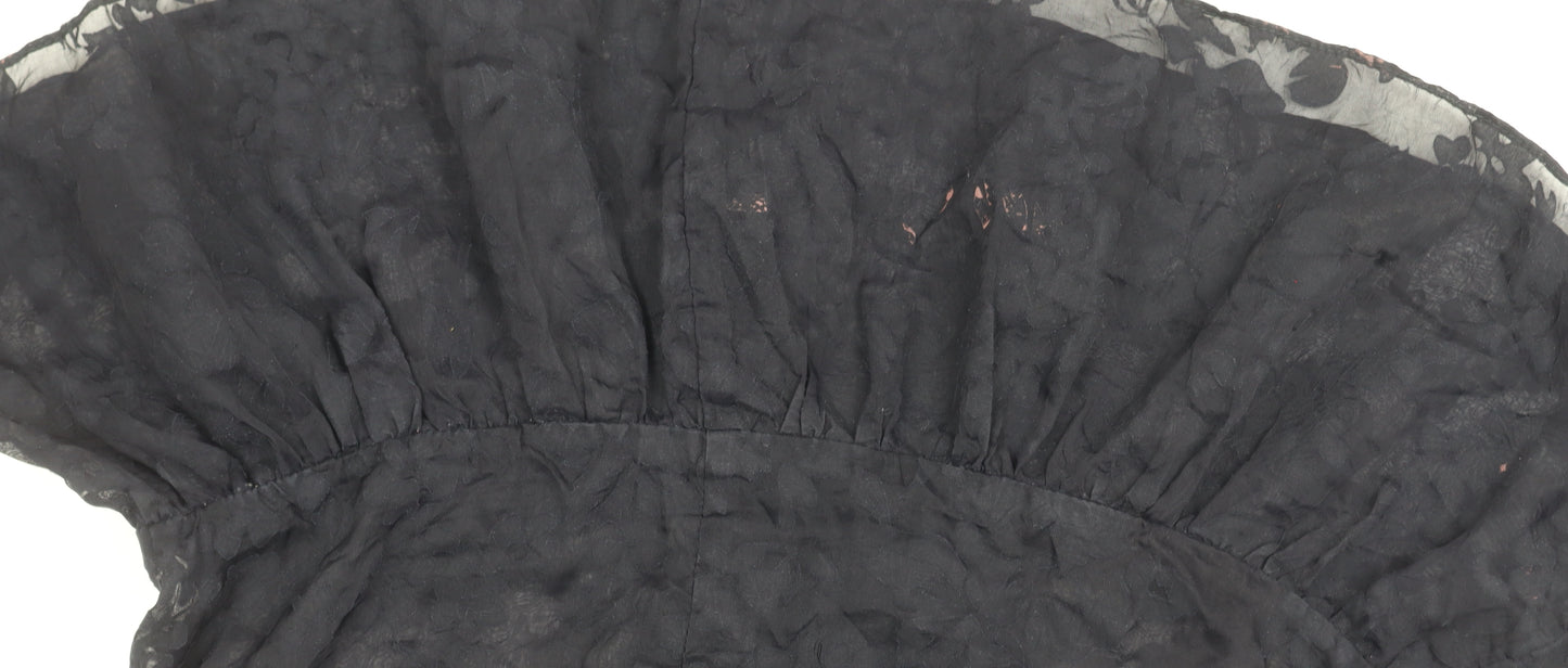 H&M Women's Black Ruffle Sheer Blouse Size 8