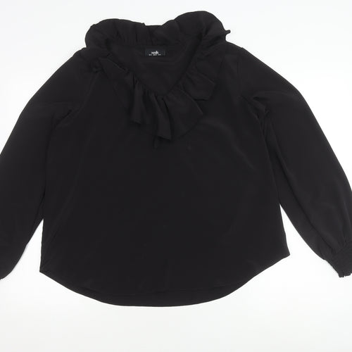 Wallis Women's Black Ruffle Blouse, Size 14