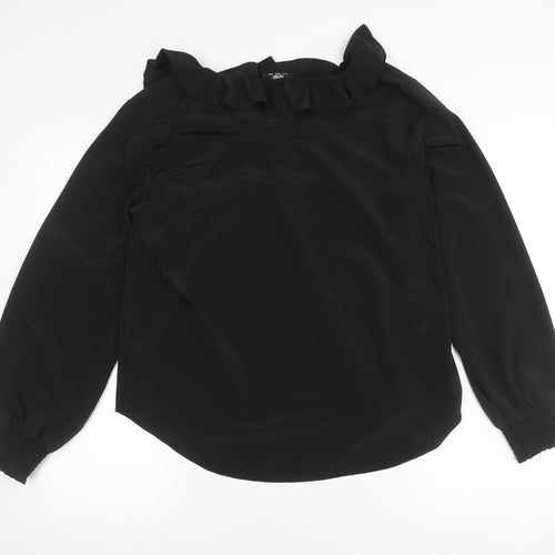 Wallis Women's Black Ruffle Blouse, Size 14