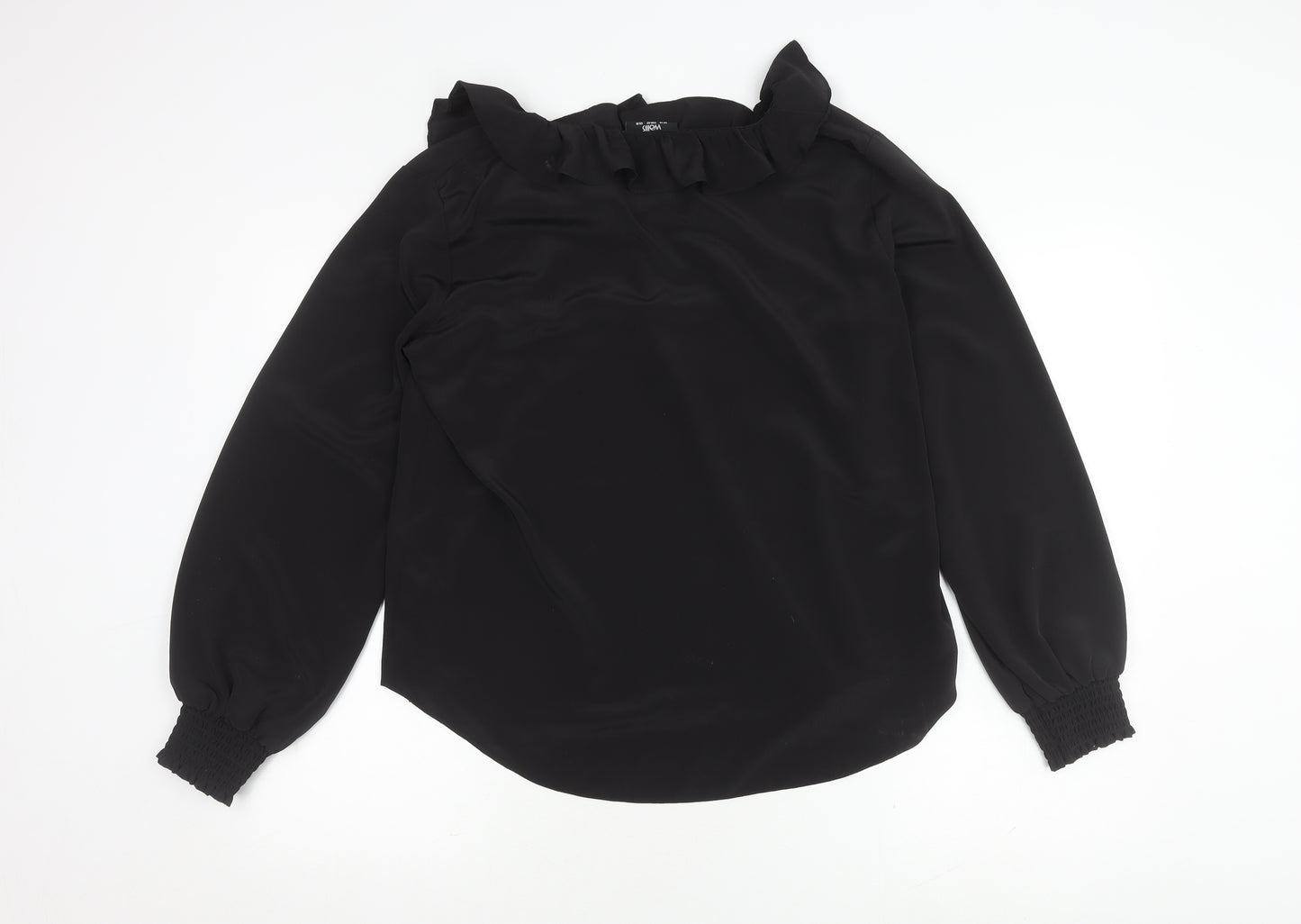 Wallis Women's Black Ruffle Blouse, Size 14