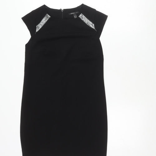Mango Black Sheath Dress Women Size 8 Sleeveless Sequin