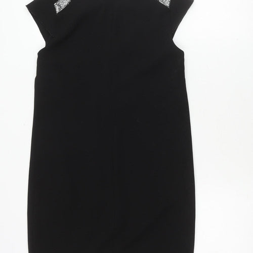 Mango Black Sheath Dress Women Size 8 Sleeveless Sequin