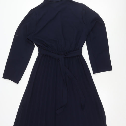 Mela London Women's Blue Belted Collared Dress