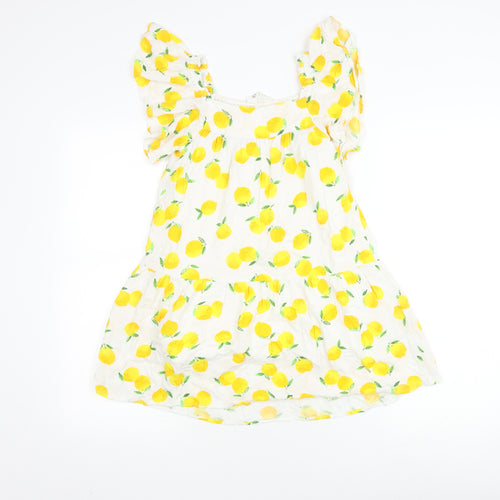 H&M Girls Summer Dress White Yellow Floral 10 Years