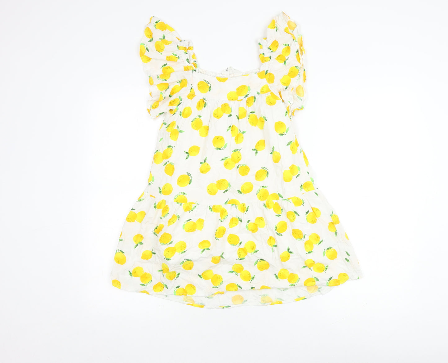 H&M Girls Summer Dress White Yellow Floral 10 Years