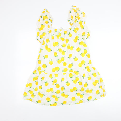 H&M Girls Summer Dress White Yellow Floral 10 Years