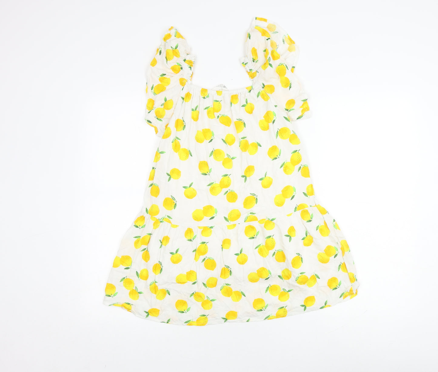 H&M Girls Summer Dress White Yellow Floral 10 Years
