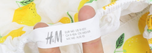 H&M Girls Summer Dress White Yellow Floral 10 Years