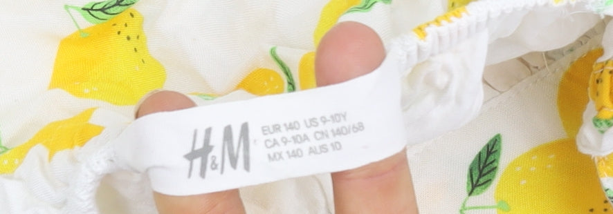 H&M Girls Summer Dress White Yellow Floral 10 Years
