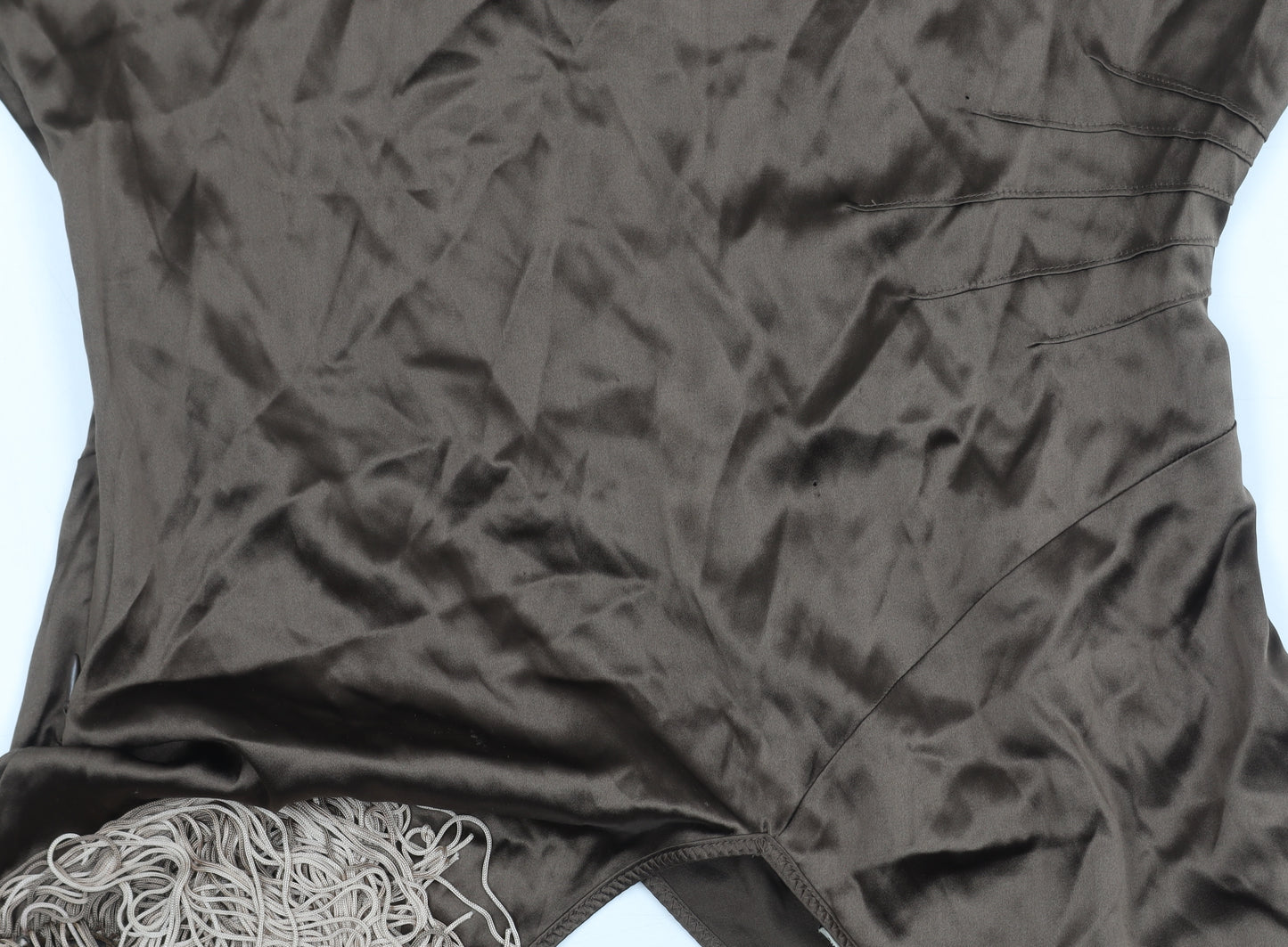 Karen Millen Women's Brown Beaded V-Neck Top, Size 12