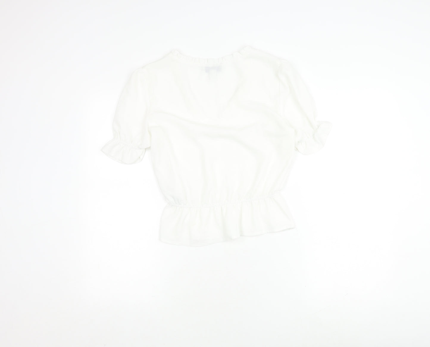 Topshop Women's White V-Neck Blouse Size 8
