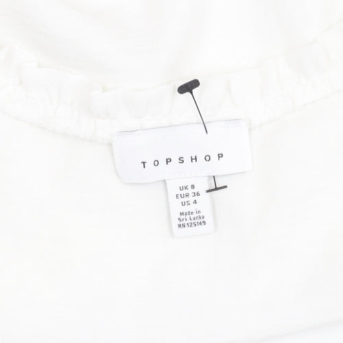 Topshop Women's White V-Neck Blouse Size 8