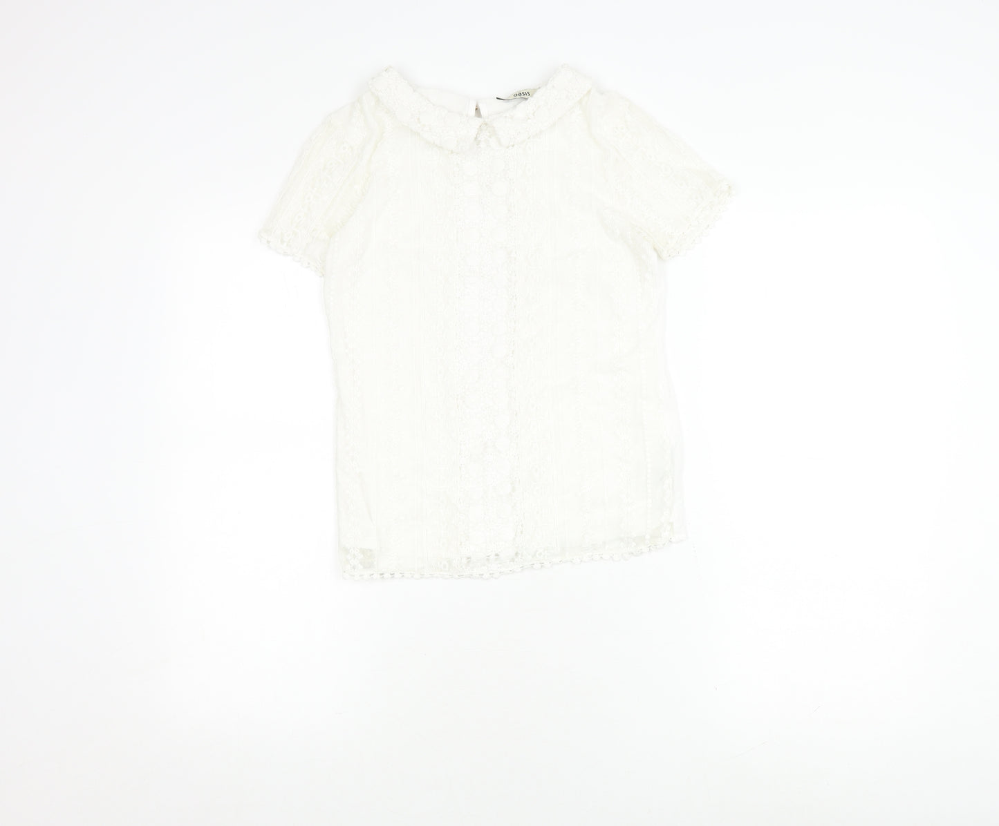 Oasis Women's White Lace Blouse XS Cotton Blend