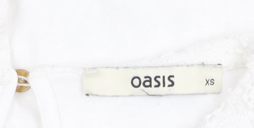 Oasis Women's White Lace Blouse XS Cotton Blend