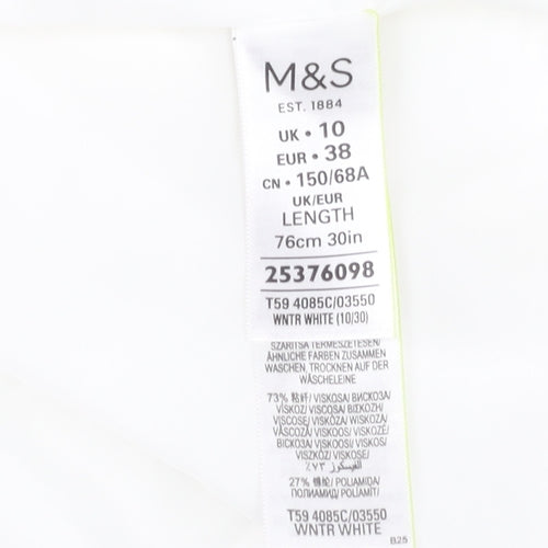 Marks and Spencer Women's White A-Line Skirt, Size 10