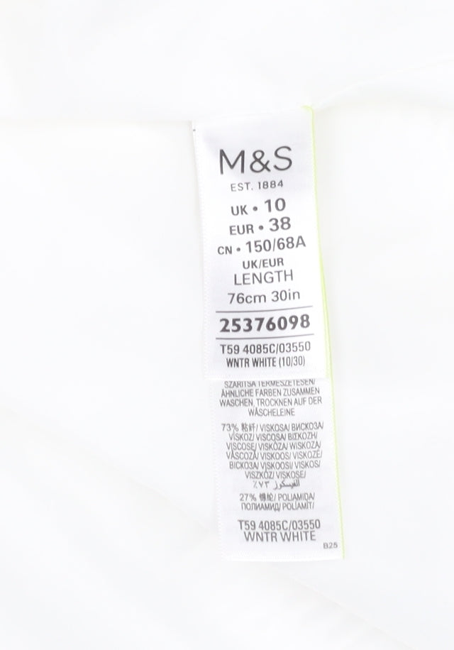 Marks and Spencer Women's White A-Line Skirt, Size 10