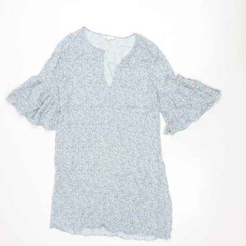 H&M Women's Blue Floral Viscose Dress Size 8