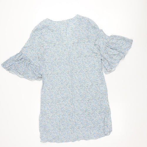 H&M Women's Blue Floral Viscose Dress Size 8