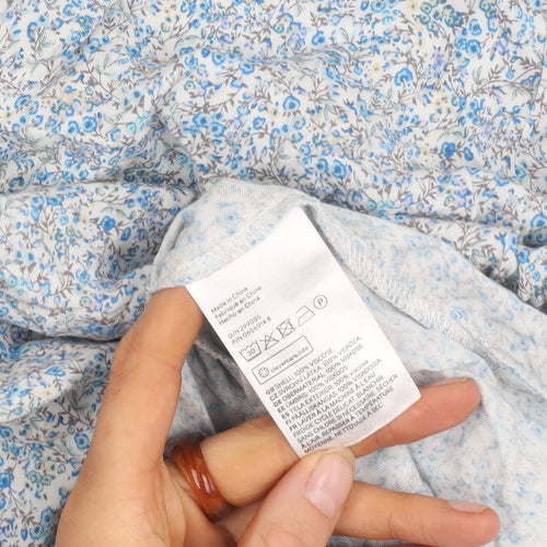 H&M Women's Blue Floral Viscose Dress Size 8
