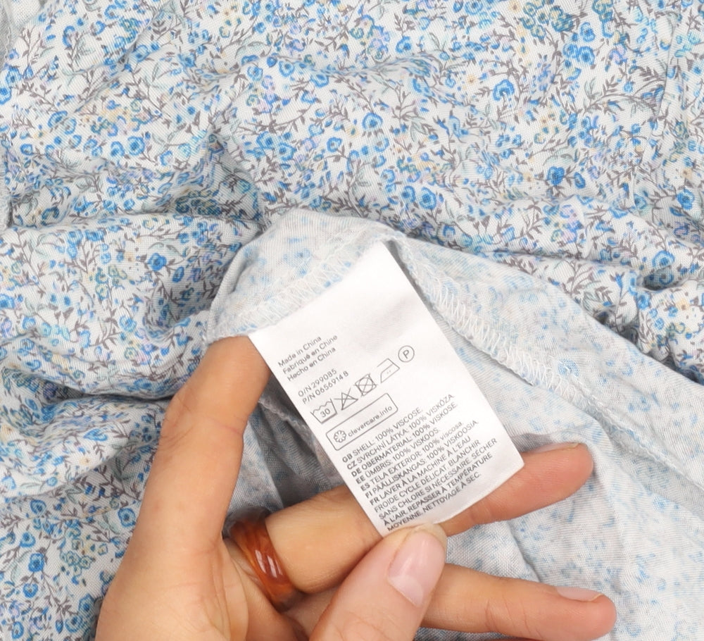 H&M Women's Blue Floral Viscose Dress Size 8