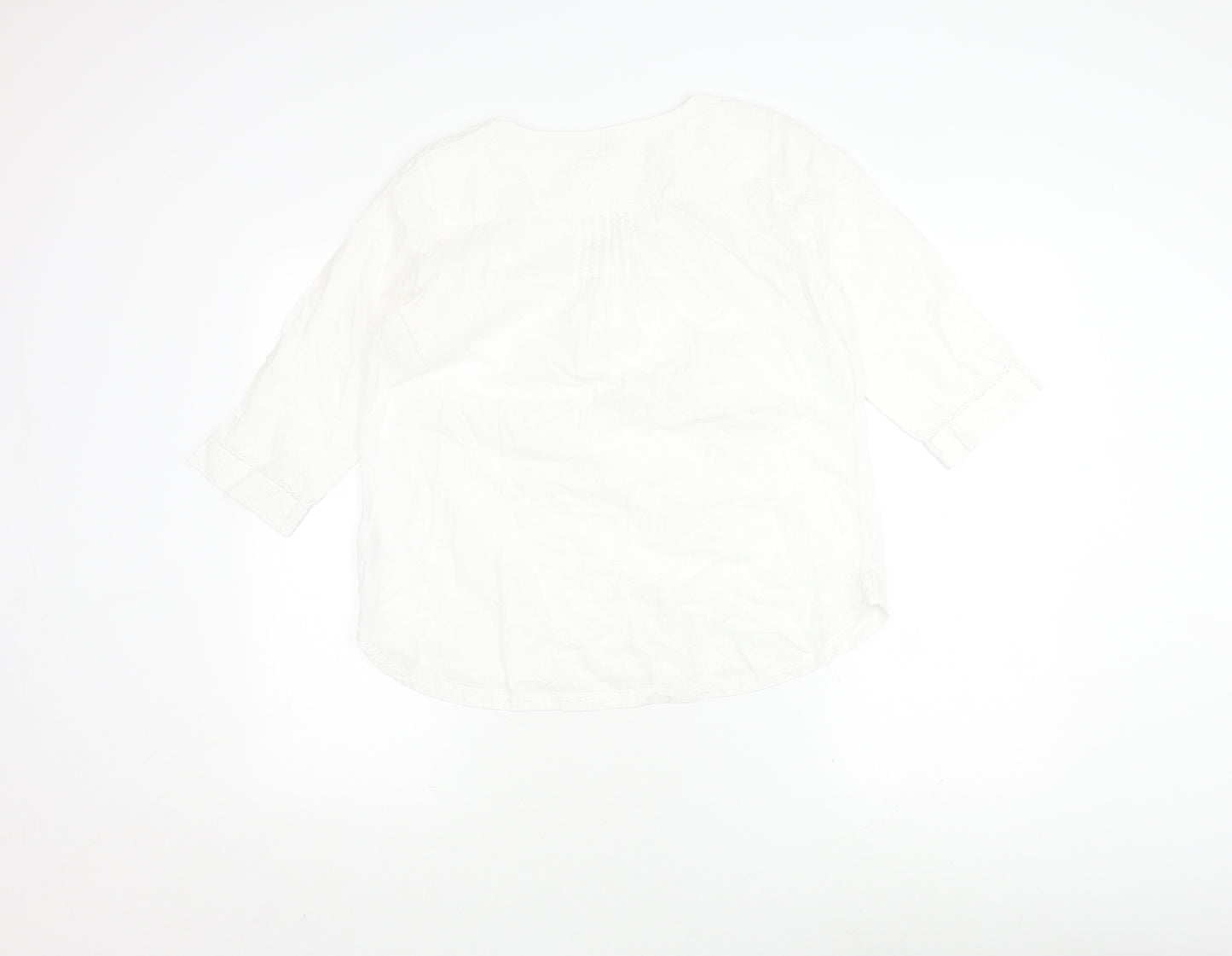 FatFace Women's White Cotton Blouse, Size 14, Casual V-Neck