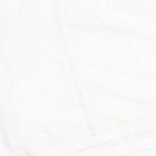 FatFace Women's White Cotton Blouse, Size 14, Casual V-Neck