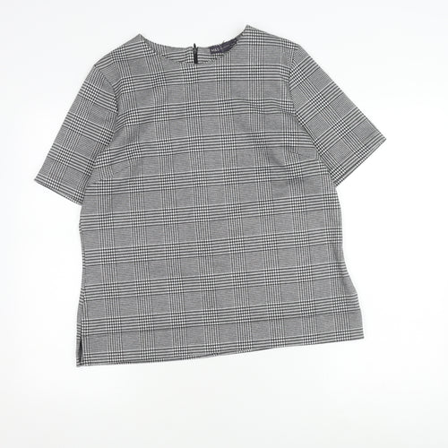 Marks & Spencer Women’s Grey Check Top, Size 14, Casual