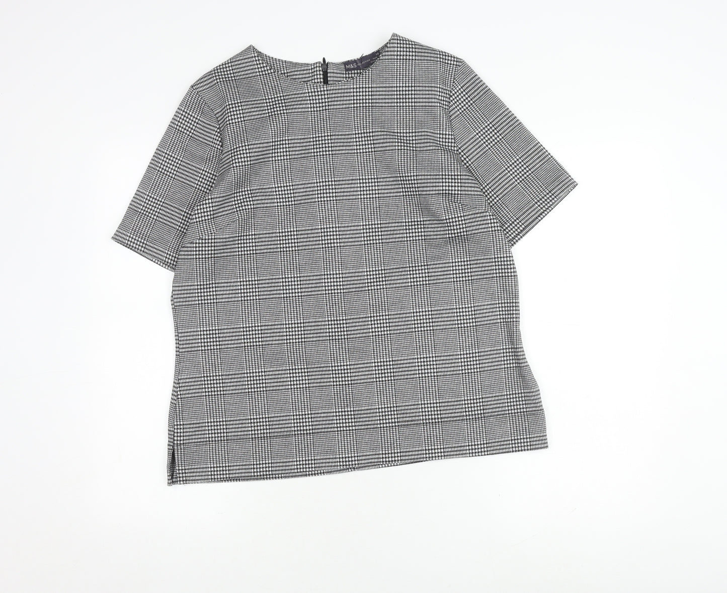 Marks & Spencer Women’s Grey Check Top, Size 14, Casual