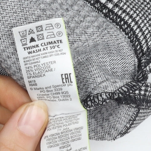 Marks & Spencer Women’s Grey Check Top, Size 14, Casual