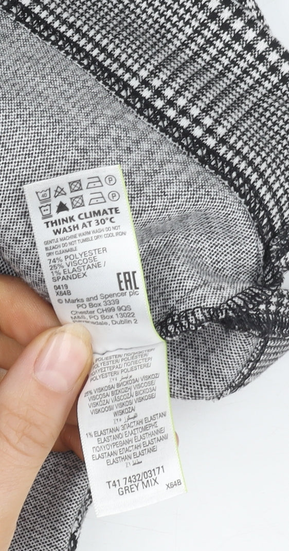 Marks & Spencer Women’s Grey Check Top, Size 14, Casual