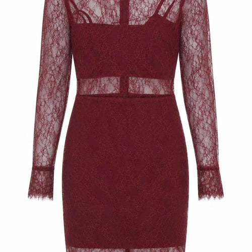 Topshop Women's Red Lace Bodycon Dress Size 6