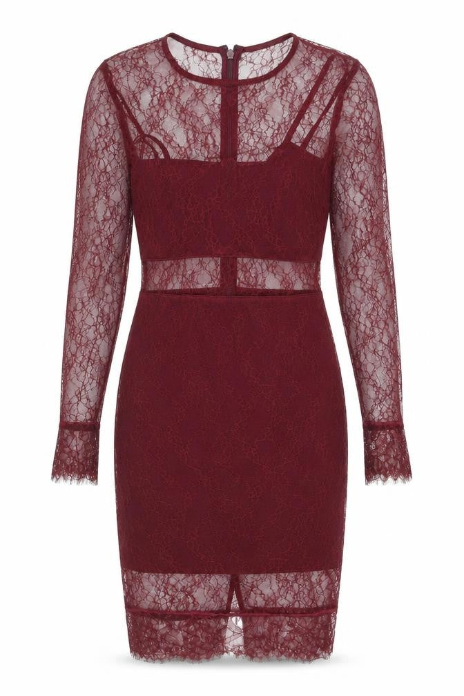 Topshop Women's Red Lace Bodycon Dress Size 6