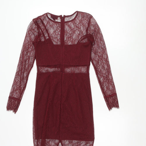 Topshop Women's Red Lace Bodycon Dress Size 6