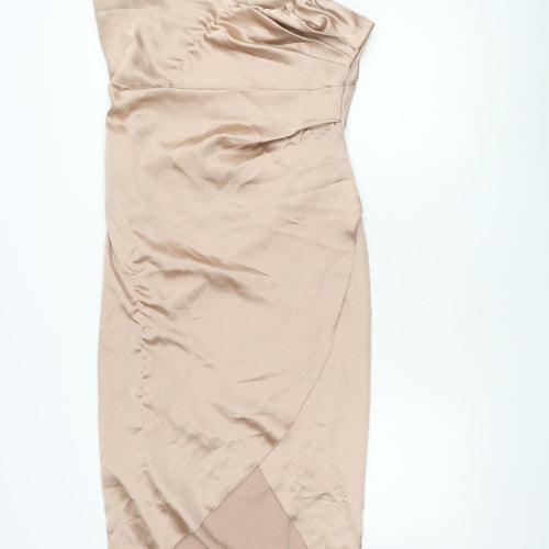 ASOS Women Beige Slip Dress Size 12 Midi