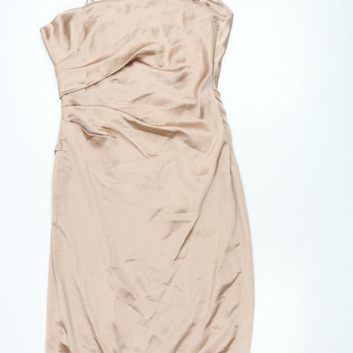 ASOS Women Beige Slip Dress Size 12 Midi