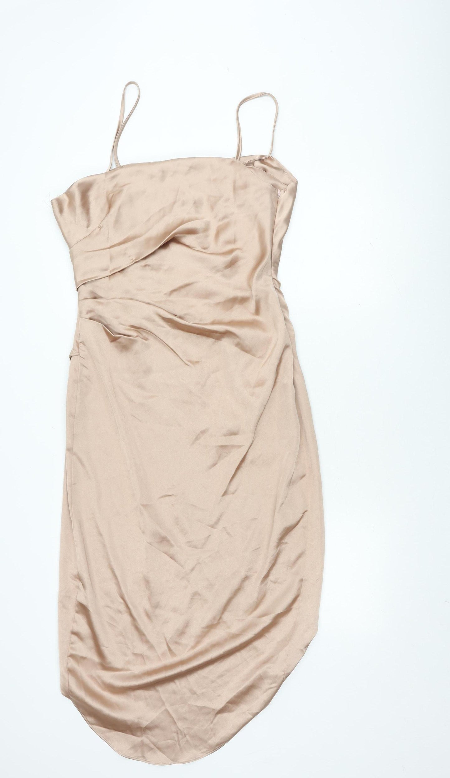 ASOS Women Beige Slip Dress Size 12 Midi