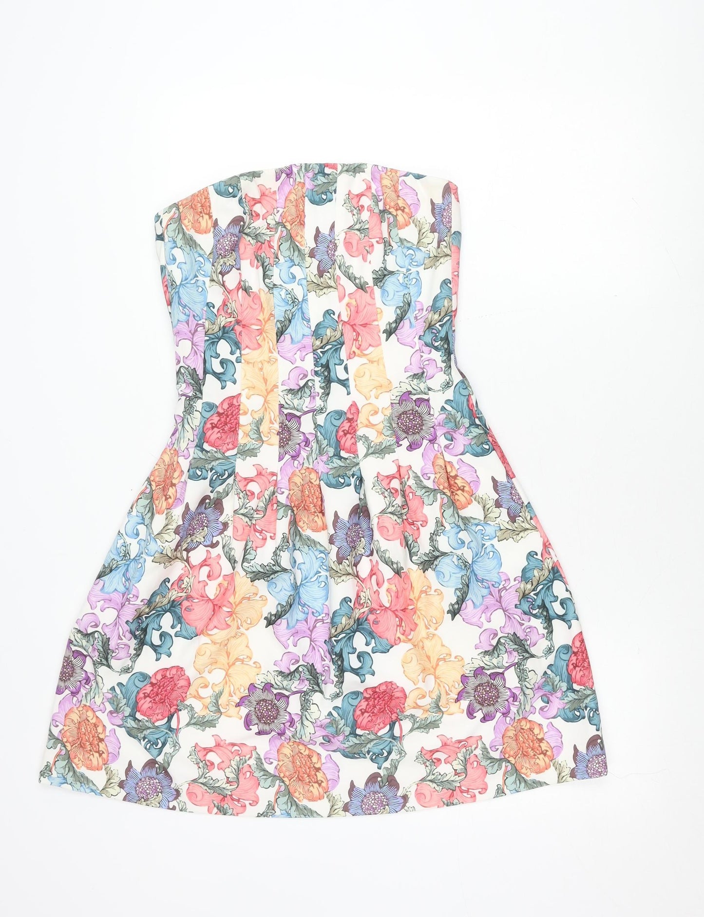 H&M Women's Multicoloured Floral Strapless Dress Size 8