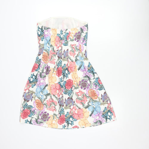 H&M Women's Multicoloured Floral Strapless Dress Size 8